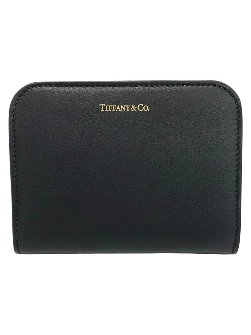 Tiffany & Co Coin Case Black Zip Around Leather